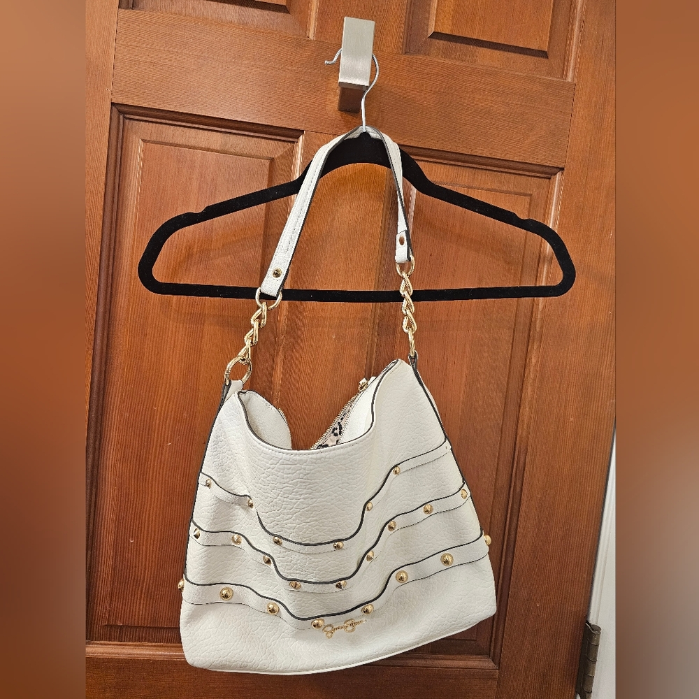 Jessica Simpson Y2K White and Gold Studded Women's Bag